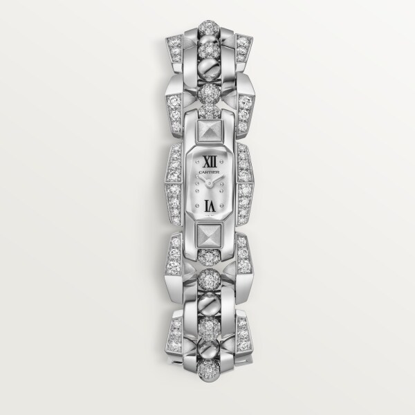 Clash [Un]limited watch Small model, quartz movement, rhodium-finish white gold, diamonds